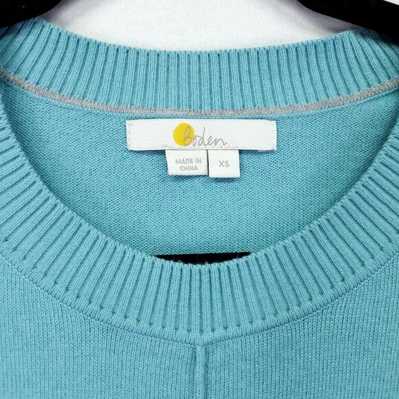 Boden Wool Blend Sweater Size XS Blue Color Block Soft With Stretch - Picture 3 of 12